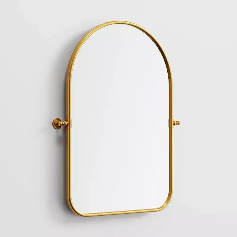 MAYEERTY Miroir suspendu en fer avec coins arrondis, arche, quincaillerie rotative argent-blanc 36x24x2 pouces