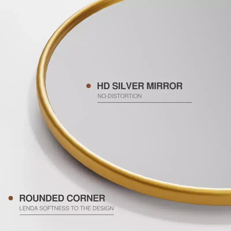 MAYEERTY Miroir suspendu en fer avec coins arrondis, arche, quincaillerie rotative argent-blanc 36x24x2 pouces