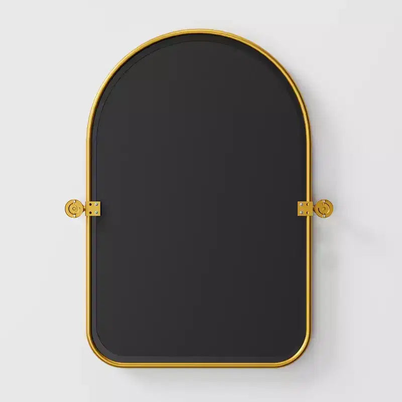 MAYEERTY Miroir suspendu en fer avec coins arrondis, arche, quincaillerie rotative argent-blanc 36x24x2 pouces