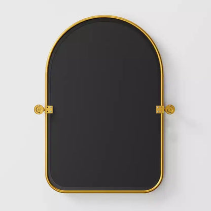 MAYEERTY Miroir suspendu en fer avec coins arrondis, arche, quincaillerie rotative argent-blanc 36x24x2 pouces