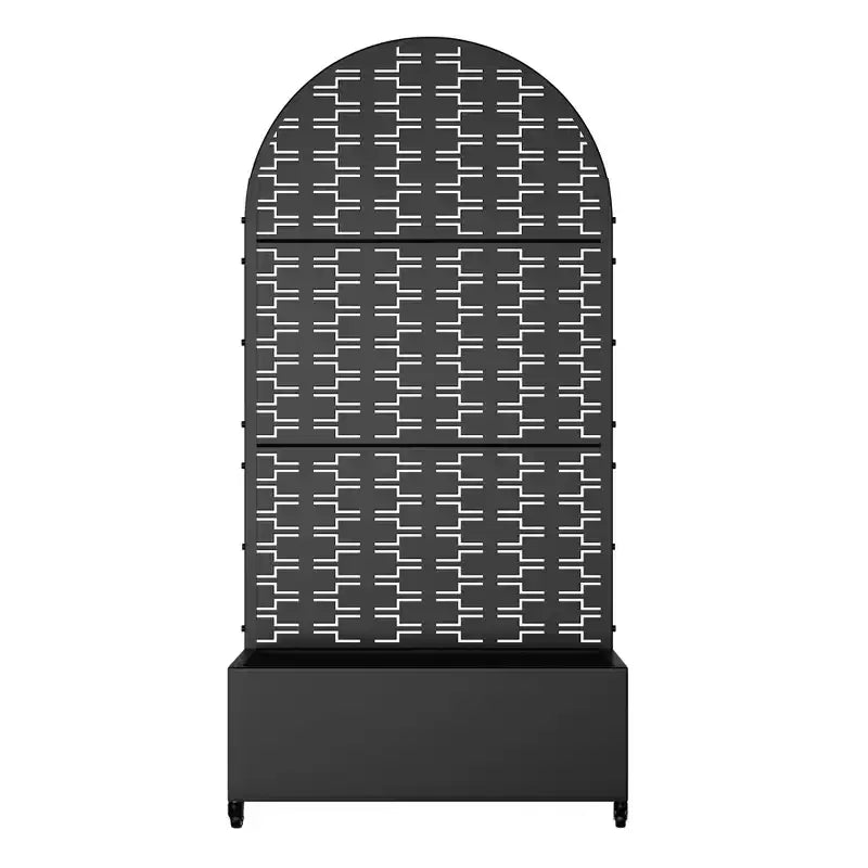 MAYEERTY Jardinière avec treillis en fer noir, motif grille rectangulaire, 180x89x41 cm, lot de 3