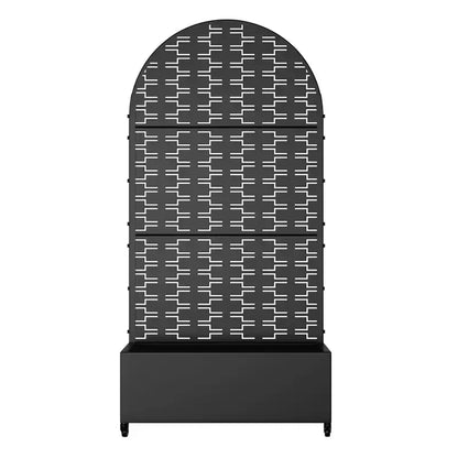 MAYEERTY Jardinière avec treillis en fer noir, motif grille rectangulaire, 180x89x41 cm, lot de 3