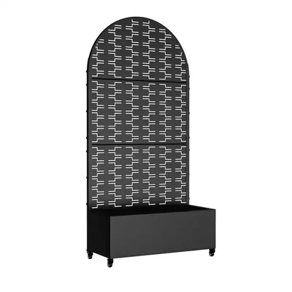 MAYEERTY Jardinière avec treillis en fer noir, motif grille rectangulaire, 180x89x41 cm, lot de 3