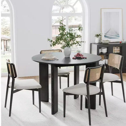 MAYEERTY 42 Wood Round Dining Table for 4, Farmhouse Modern Kitchen & Dining Room Table