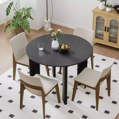 Table à manger ronde en bois MAYEERTY 42 pour 4, table de cuisine et salle à manger moderne de style campagnard