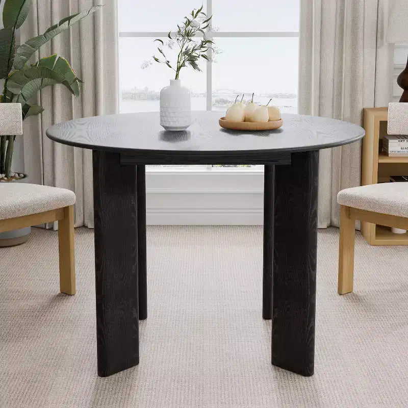 Table à manger ronde en bois MAYEERTY 42 pour 4, table de cuisine et salle à manger moderne de style campagnard
