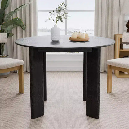 Table à manger ronde en bois MAYEERTY 42 pour 4, table de cuisine et salle à manger moderne de style campagnard