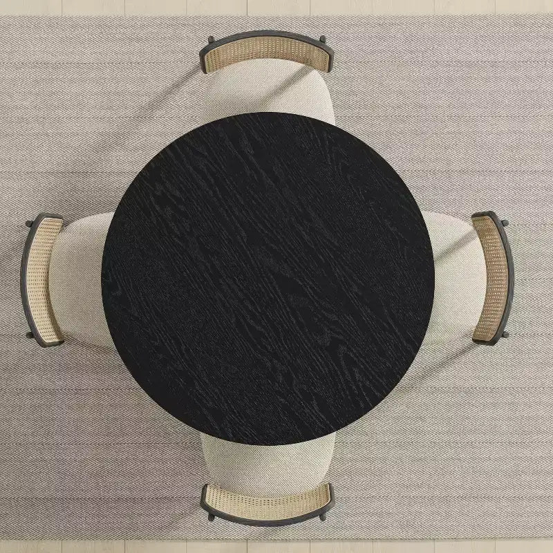 Table à manger ronde en bois MAYEERTY 42 pour 4, table de cuisine et salle à manger moderne de style campagnard