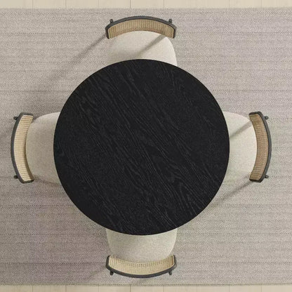 Table à manger ronde en bois MAYEERTY 42 pour 4, table de cuisine et salle à manger moderne de style campagnard