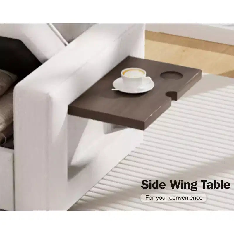 Dyonery Canapé-lit d'angle modulaire 7 places avec lit gigogne/dossier inclinable/ports USB/table/lumière LED/siège de rangement, chenille