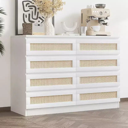 Commode double à 8 tiroirs pour chambre à coucher, commode en rotin, commode en bois moderne, table de chevet pour placard, salon et entrée