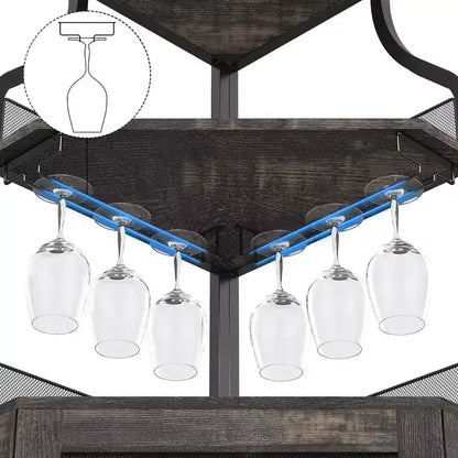 Meuble d'angle de bar avec bande LED, porte-verres, étagère réglable, meuble de bar à liqueurs à 5 niveaux pour la maison, vitrine d'angle pour petit espace