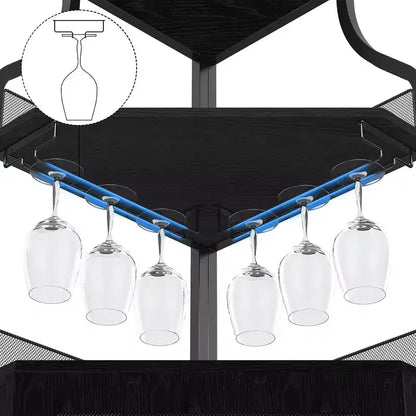 Meuble d'angle de bar avec bande LED, porte-verres, étagère réglable, meuble de bar à liqueurs à 5 niveaux pour la maison, vitrine d'angle pour petit espace