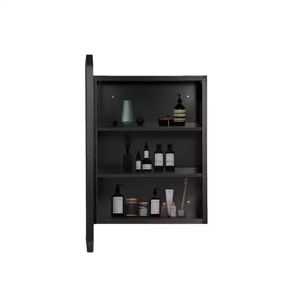 MAYEERTY Armoire de toilette rectangulaire moderne 61 x 41 cm, miroir mural encadré de métal avec rangement, noir