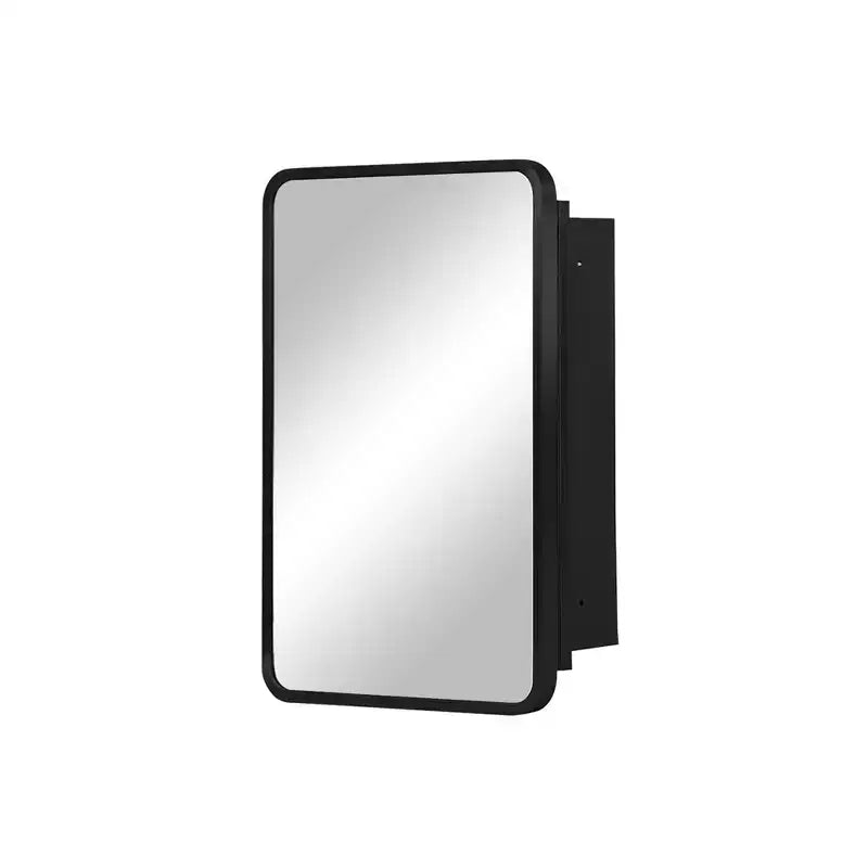 MAYEERTY Armoire de toilette rectangulaire moderne 61 x 41 cm, miroir mural encadré de métal avec rangement, noir
