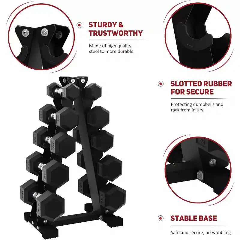 Support de Rangement pour Haltères Hexagonales Seulement, Support de Rangement pour Haltères Revêtu de PVC Anti-Rouille, avec Base Antidérapante, pour l'Entraînement de Force à Domicile