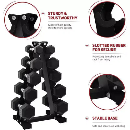 Support de Rangement pour Haltères Hexagonales Seulement, Support de Rangement pour Haltères Revêtu de PVC Anti-Rouille, avec Base Antidérapante, pour l'Entraînement de Force à Domicile