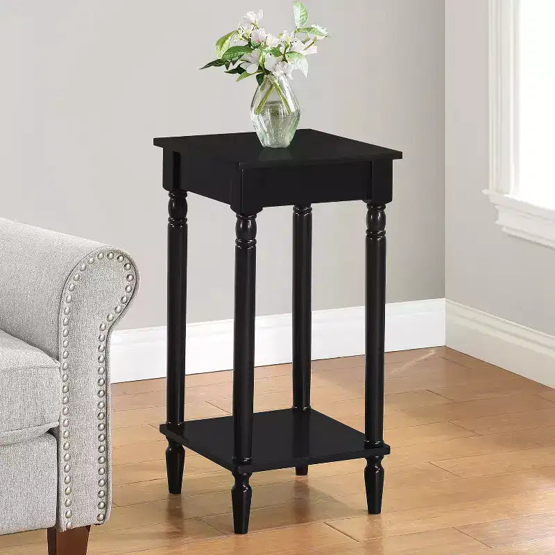 HomeStock 28 po H Table d'appoint rectangulaire en bois, de couleur noire - 1 pièce