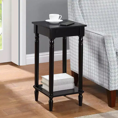 HomeStock 28 po H Table d'appoint rectangulaire en bois, de couleur noire - 1 pièce
