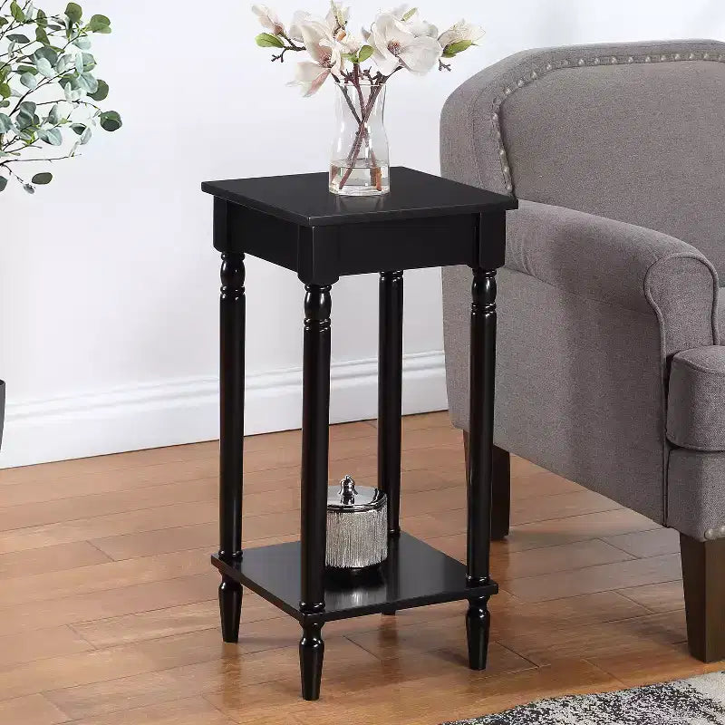 HomeStock 28 po H Table d'appoint rectangulaire en bois, de couleur noire - 1 pièce