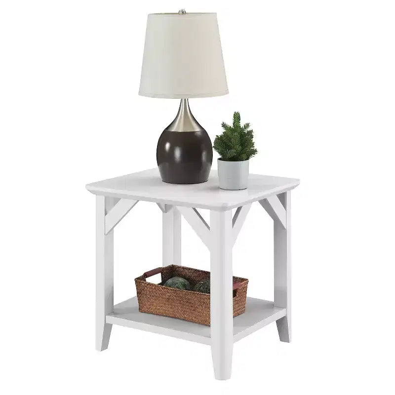 HomeStock Table d'appoint rectangulaire de 22 po de hauteur en bois blanc, 1 pièce
