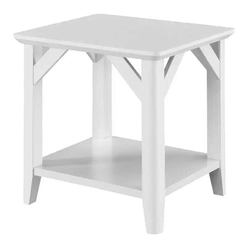 HomeStock Table d'appoint rectangulaire de 22 po de hauteur en bois blanc, 1 pièce