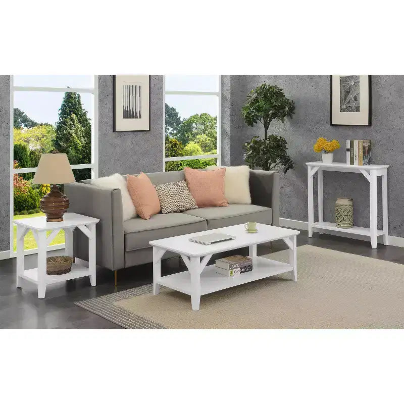 HomeStock Table d'appoint rectangulaire de 22 po de hauteur en bois blanc, 1 pièce