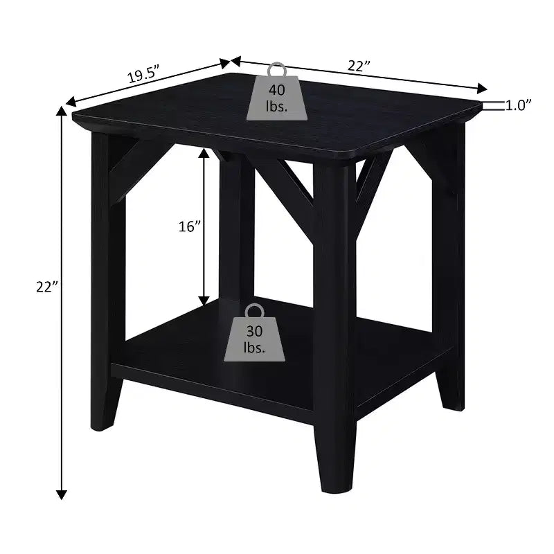HomeStock Table d'appoint rectangulaire de 22 po de hauteur en bois blanc, 1 pièce
