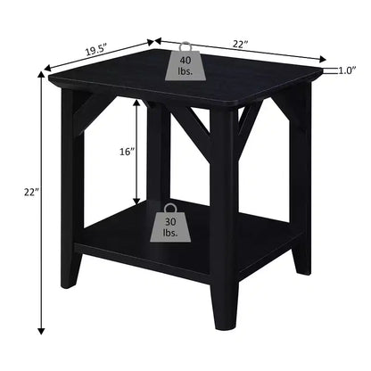 HomeStock Table d'appoint rectangulaire de 22 po de hauteur en bois blanc, 1 pièce