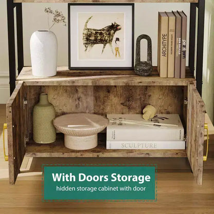 Étagère Arche, Bibliothèque voûtée à 4 niveaux avec portes de rangement, Étagère industrielle de 181,6 cm de hauteur