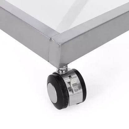NAYSAYE Chariot de Bar Étagères en Verre Modernes avec Cadre en Fer Durable et Roulettes pour Salon, Argent, 36,5*18,75*34