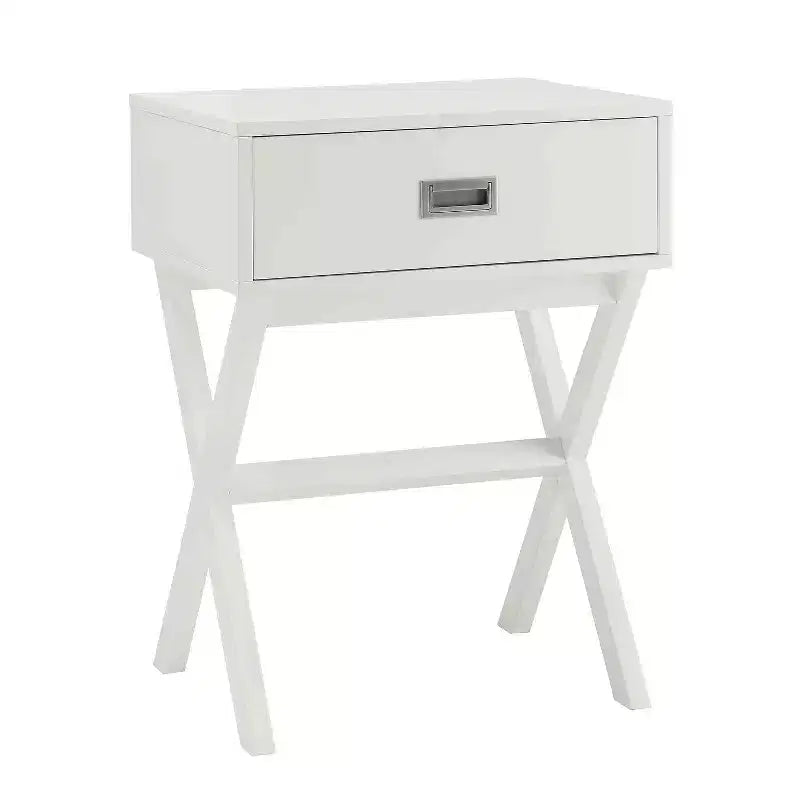 HomeStock Belmont – Table d'appoint avec grand tiroir de rangement et surface supérieure lisse, table d'appoint de rangement moderne pour les essentiels dissimulés du salon