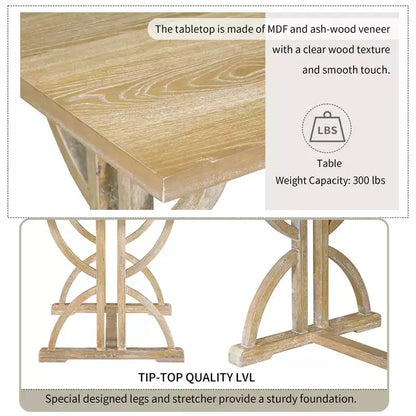 Ensemble de salle à manger GDFStudio Kent 6 pièces en bois massif avec chaises et banc rembourrés