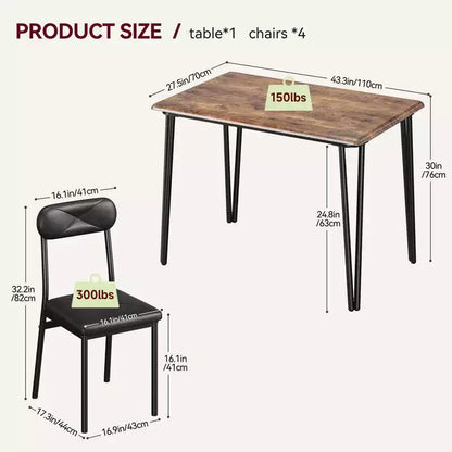 Ensemble de 4 chaises de table de cuisine, meubles de salle à manger modernes peu encombrants avec 4 chaises rembourrées