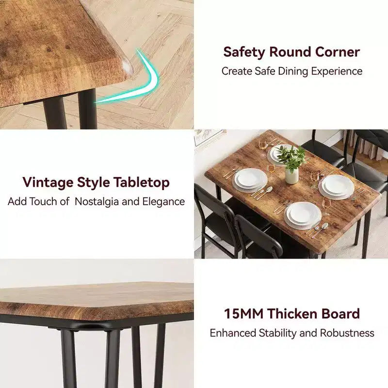 Ensemble de 4 chaises de table de cuisine, meubles de salle à manger modernes peu encombrants avec 4 chaises rembourrées