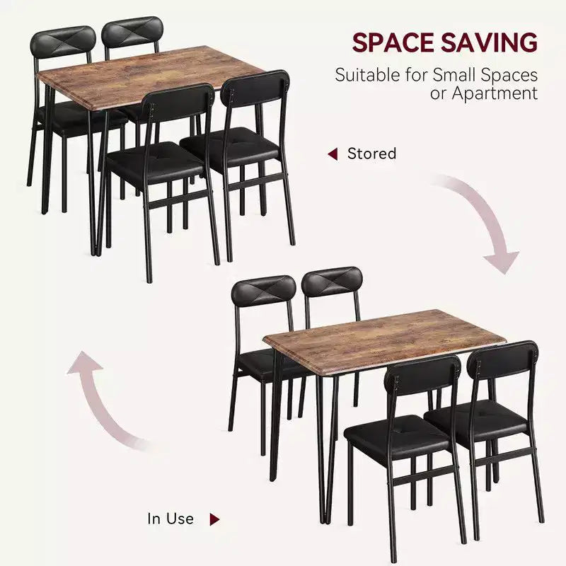Ensemble de 4 chaises de table de cuisine, meubles de salle à manger modernes peu encombrants avec 4 chaises rembourrées