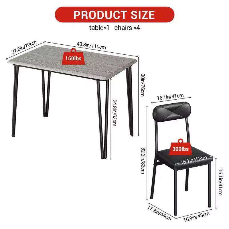 Ensemble de 4 chaises de table de cuisine, meubles de salle à manger modernes peu encombrants avec 4 chaises rembourrées