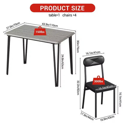 Ensemble de 4 chaises de table de cuisine, meubles de salle à manger modernes peu encombrants avec 4 chaises rembourrées