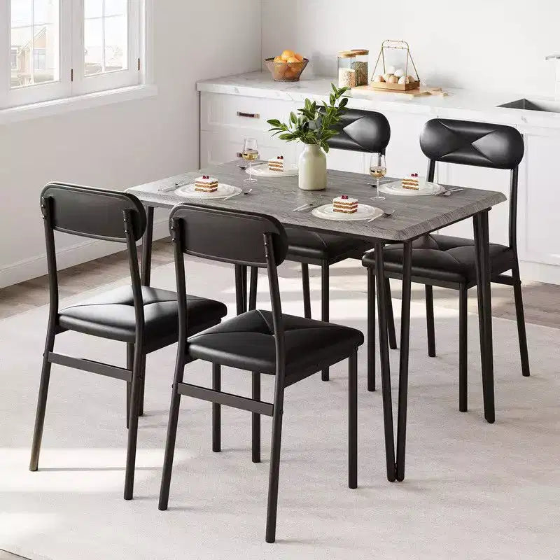 Ensemble de 4 chaises de table de cuisine, meubles de salle à manger modernes peu encombrants avec 4 chaises rembourrées