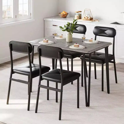 Ensemble de 4 chaises de table de cuisine, meubles de salle à manger modernes peu encombrants avec 4 chaises rembourrées