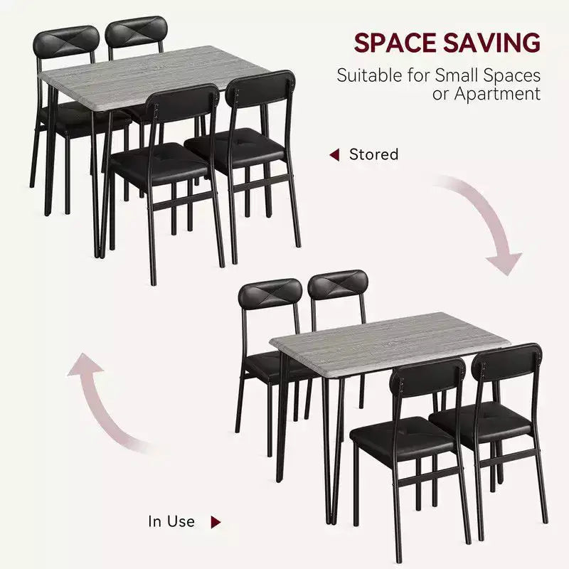 Ensemble de 4 chaises de table de cuisine, meubles de salle à manger modernes peu encombrants avec 4 chaises rembourrées