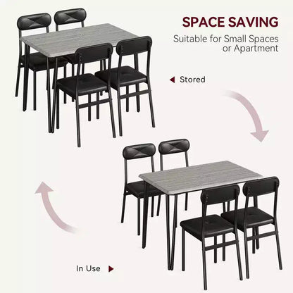 Ensemble de 4 chaises de table de cuisine, meubles de salle à manger modernes peu encombrants avec 4 chaises rembourrées