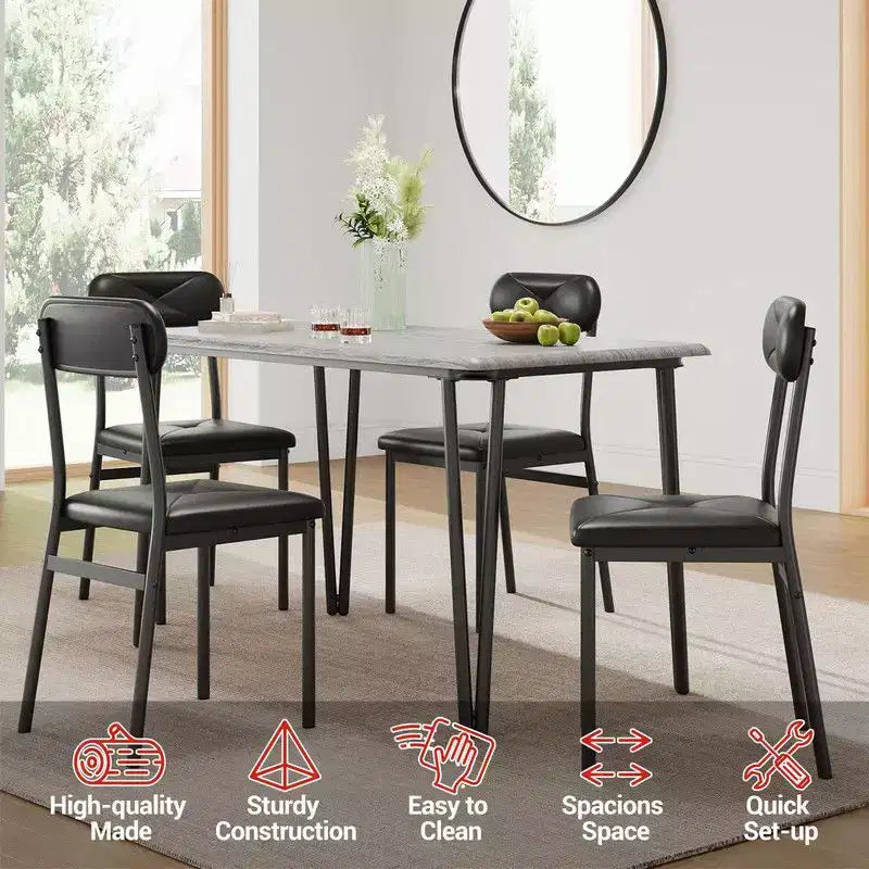 Ensemble de 4 chaises de table de cuisine, meubles de salle à manger modernes peu encombrants avec 4 chaises rembourrées