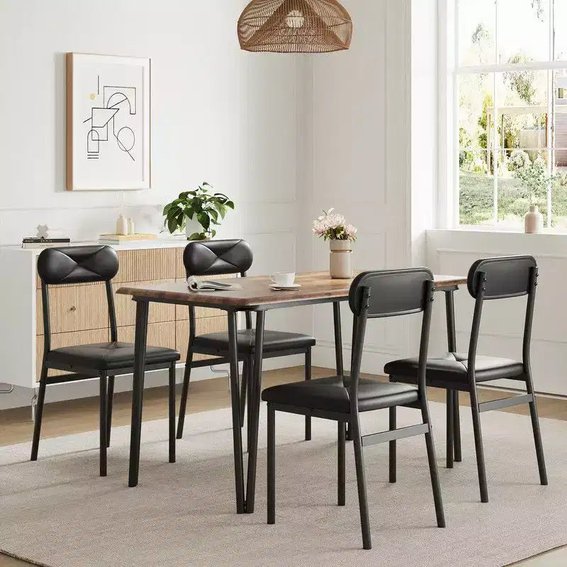 Ensemble de 4 chaises de table de cuisine, meubles de salle à manger modernes peu encombrants avec 4 chaises rembourrées