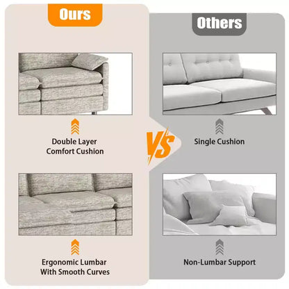 Canapé modulable 108 XL, sectionnel moderne en chenille à assise profonde, canapé en forme de L, canapé modulable pour 4 personnes avec pouf mobile