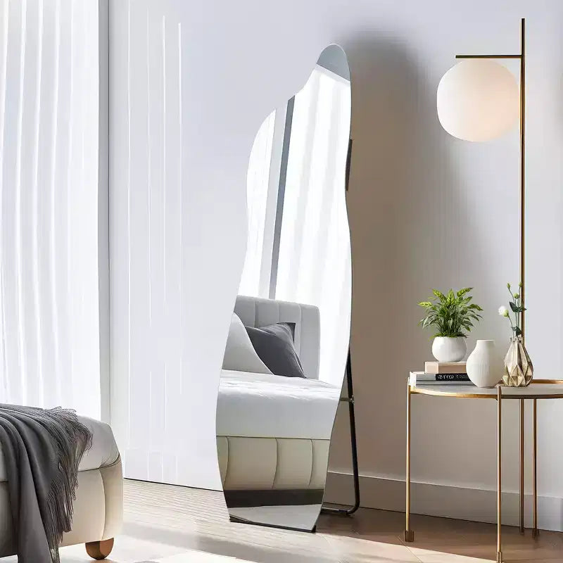 MAYEERTY 63 inch Full Length Mirror Rectangle Aluminum Alloy Frame Dressing Mirror White