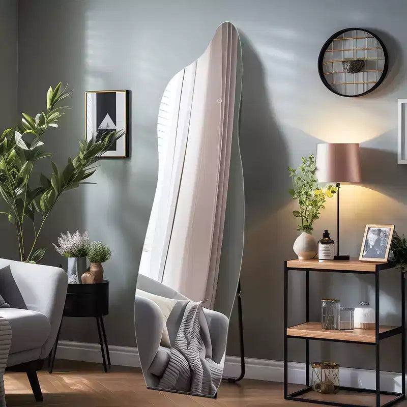MAYEERTY Miroir pleine longueur de 160 cm, cadre en alliage d'aluminium, miroir de dressing blanc