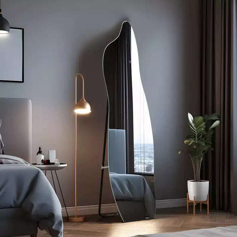 MAYEERTY Miroir pleine longueur de 160 cm, cadre en alliage d'aluminium, miroir de dressing blanc