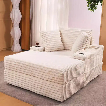 56 Pouf de canapé surdimensionné avec ottoman de rangement, canapé-lit confortable en velours côtelé, canapé-lit rembourré pour salon, salle de cinéma, chambre à coucher