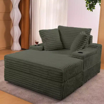 56 Pouf de canapé surdimensionné avec ottoman de rangement, canapé-lit confortable en velours côtelé, canapé-lit rembourré pour salon, salle de cinéma, chambre à coucher